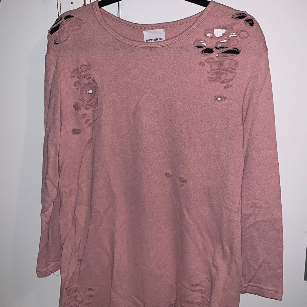 Pink Terry Material Sweater Dress Long Sleeve